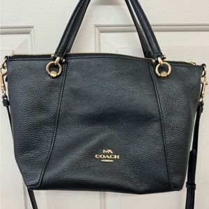 Coach Kacey Satchel in Black with Gold hardware.